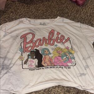 Barbie White Short Sleeve Tee with Retro Graphic
